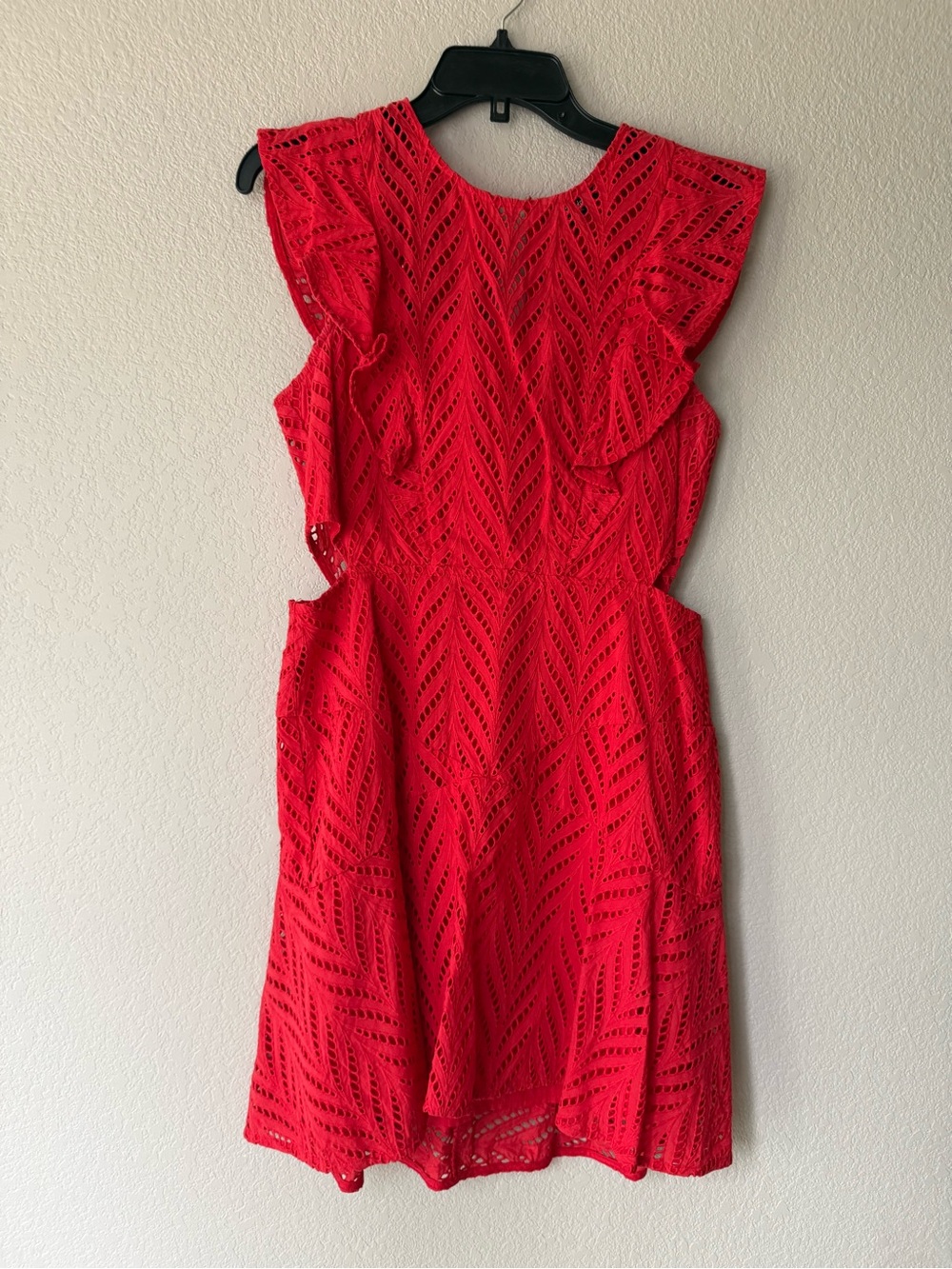 Bardot Vibrant Red Eyelet Lace Dress